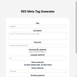 SEO Meta Tag Generator